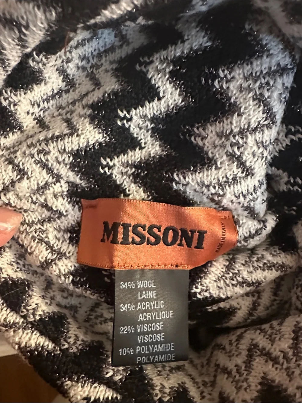 Missoni Black and White Zigzag Knit Beanie